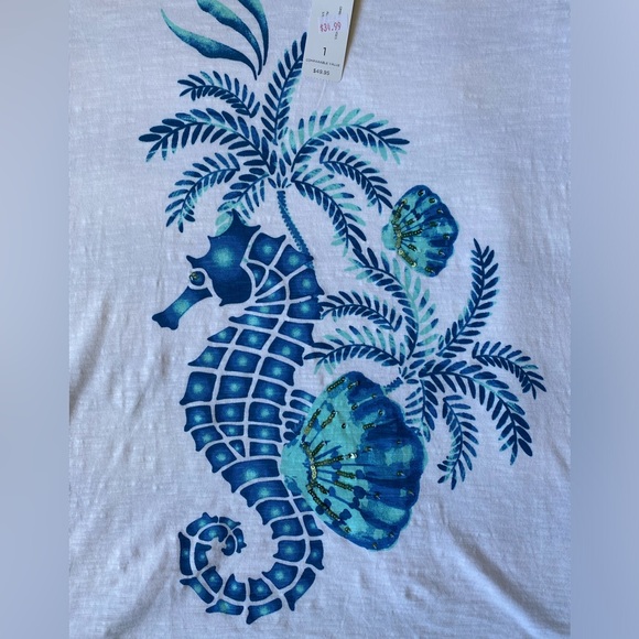 NWT Chico’s Weekends Ombre Seahorse Tee - Picture 7 of 14
